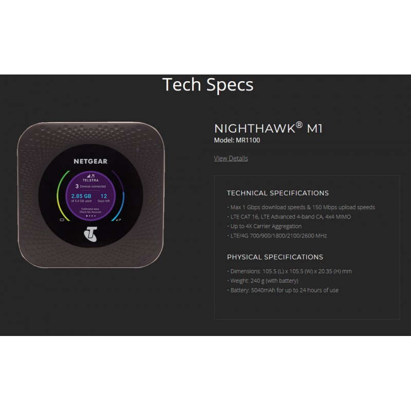 Box 4G NETGEAR MR1100 Nighthawk 4G LTE Cat16